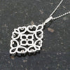 Sterling Silver Cubic Zirconia Filigree Pendant & Chain