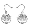 Sterling Silver Circle Tree of Life Ladies Drop Earrings