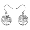 Sterling Silver Circle Tree of Life Ladies Drop Earrings