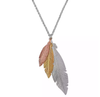 Sterling Silver Three Colour Ladies Triple Feather Necklace