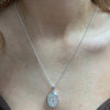 Sterling Silver Flowers Oval Locket and Chain