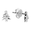 Sterling Silver Christmas Tree Flat Stud Earrings