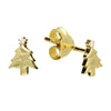 Sterling Silver Gold Plated Christmas Tree Stud Earrings