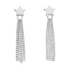 Sterling Silver Ladies Star Stud Tassel Drop Earrings