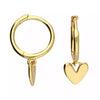 Gold Plated Sterling Silver Heart Charm Huggie Hoop Earrings
