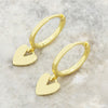 Gold Plated Sterling Silver Heart Charm Huggie Hoop Earrings
