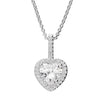Sterling Silver Cubic Zirconia Heart Halo Pendant & Chain