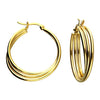 Sterling Silver Gold Plated Triple Twist Hoop Earrings H6419Y-1
