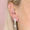 Sterling Silver Floral Drop Shell Pearl Earrings H7227/S
