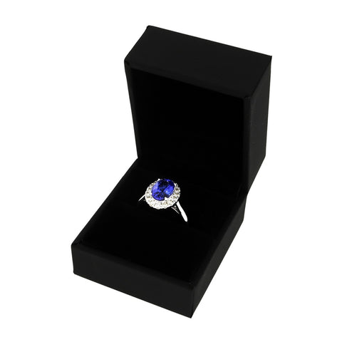 14ct White Gold 1.87cts Tanzanite and 0.35cts Diamond Cluster Ring