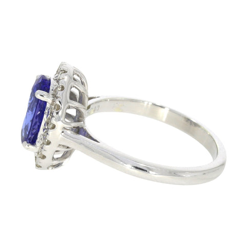 14ct White Gold 1.87cts Tanzanite and 0.35cts Diamond Cluster Ring