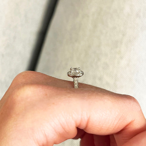 Platinum 0.73ct Halo Cluster Diamond Ring