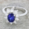 18ct White Gold 1.20cts Sapphire & 0.96cts Diamond Cluster Ring