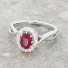 18ct White Gold Ruby and 0.24cts Diamond Cluster Ring