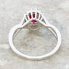 18ct White Gold Ruby and 0.24cts Diamond Cluster Ring