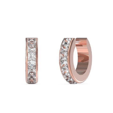 Guess Rose Tone Crystal Set Huggie Earrings UBE03134JWRG