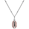 Rose Quartz Sterling Silver Hexagonal Pendant & Bead Chain
