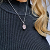 Rose Quartz Sterling Silver Hexagonal Pendant & Bead Chain