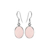 Rose Quartz Sterling Silver Oval Drop Earrings