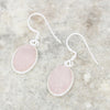 Rose Quartz Sterling Silver Oval Drop Earrings