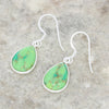 Green Mohave Turquoise Sterling Silver Teardrop Drop Earrings