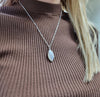 Rainbow Moonstone Sterling Silver Marquise Pendant & Chain