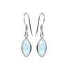 Rainbow Moonstone Sterling Silver Marquise Drop Earrings