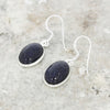 Blue Goldstone Sterling Silver Oval Drop Earrings