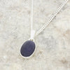 Blue Goldstone Sterling Silver Oval Pendant & Chain