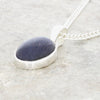 Blue Goldstone Sterling Silver Oval Pendant & Chain