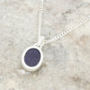 Blue Goldstone Sterling Silver Oval Pendant & Chain