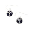 Blue Goldstone Round Tree of Life Drop Earrings