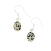 Dalmatian Jasper Sterling Silver Oval Drop Earrings