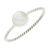 Rainbow Moonstone Sterling Silver Twisted Rope Ring