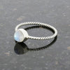 Rainbow Moonstone Sterling Silver Twisted Rope Ring