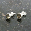 Smokey Quartz Sterling Silver Round Stud Earrings