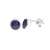 Blue Goldstone Sterling Silver Round Stud Earrings