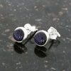 Blue Goldstone Sterling Silver Round Stud Earrings