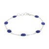 Sapphire Quartz Sterling Silver Oval Link Bracelet