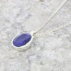 Sapphire Quartz Sterling Silver Oval Pendant & Chain