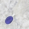 Sapphire Quartz Sterling Silver Oval Pendant & Chain