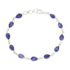 Sapphire Quartz Sterling Silver Teardrop Link Bracelet