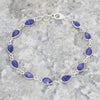 Sapphire Quartz Sterling Silver Teardrop Link Bracelet