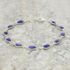 Sapphire Quartz Sterling Silver Teardrop Link Bracelet
