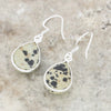 Dalmatian Jasper Sterling Silver Pear Shape Drop Earrings