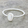 Sterling Silver Opalique Twist Band Ladies Ring