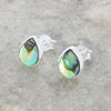 Sterling Silver Paua Shell Pear Shape Stud Ladies Earrings