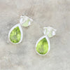Peridot Sterling Silver Pear Shape Stud Earrings