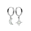 Diana North Star and Moon Huggie Hoop Earrings
