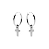 Sterling Silver Cross Charm Huggie Hoop Earrings